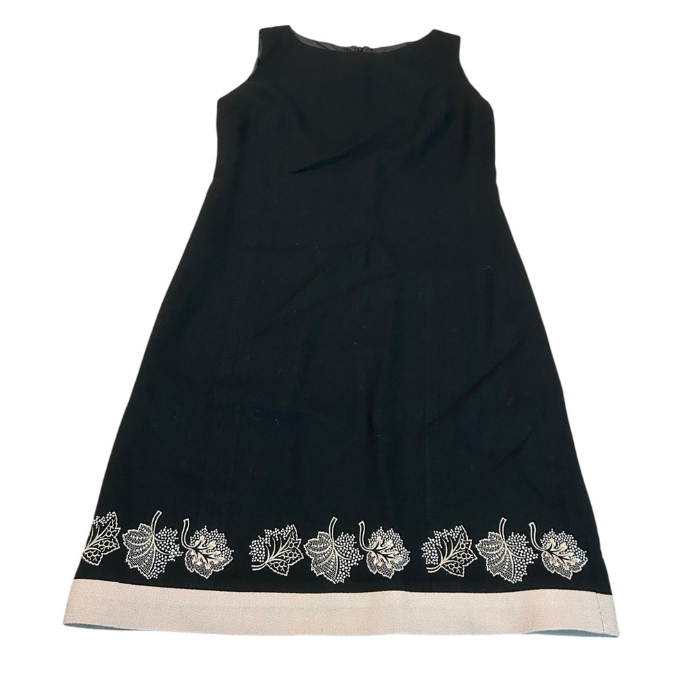 ELIZABETHANNE leaf print wool dress - very small 12